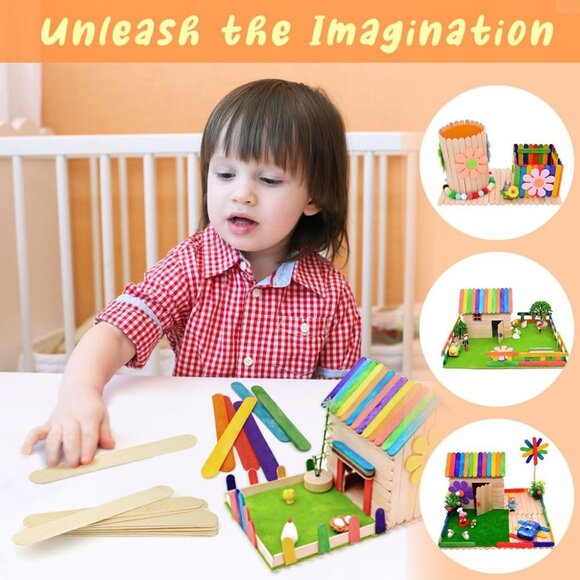 200 Count Jumbo Popsicle Sticks 6" Craft School Art Supplies Wooden Waxi… - Picture 4 of 11